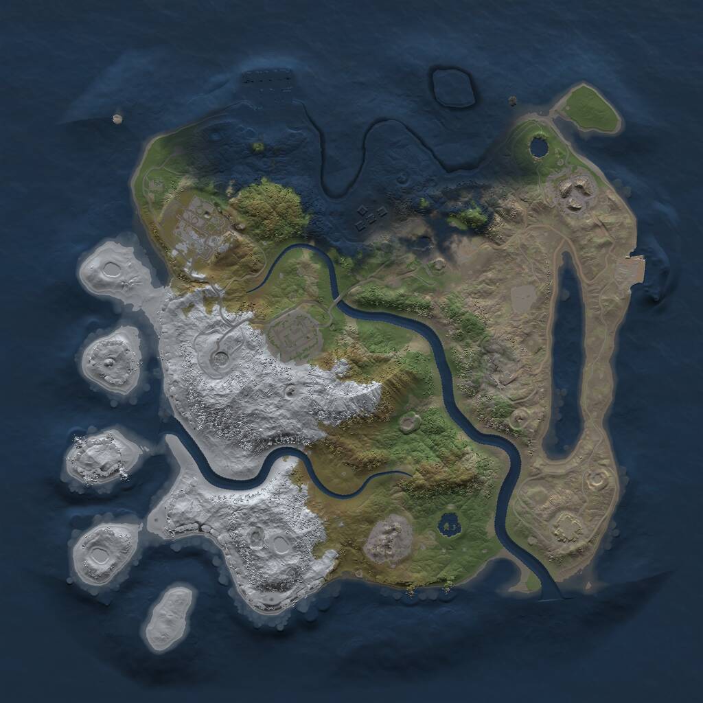 Rust Map: Procedural Map, Size: 3000, Seed: 672, 9 Monuments