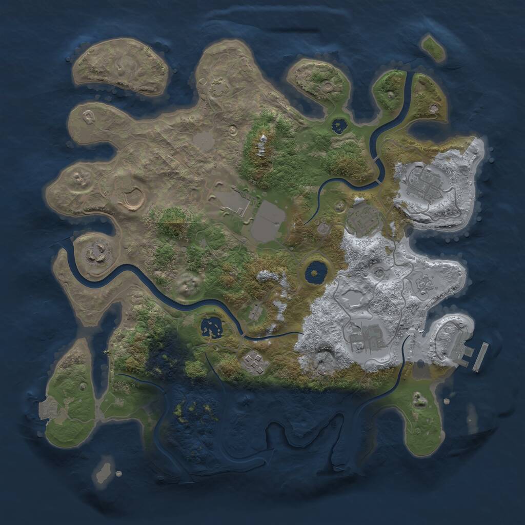 Rust Map: Procedural Map, Size: 3500, Seed: 896651895, 13 Monuments