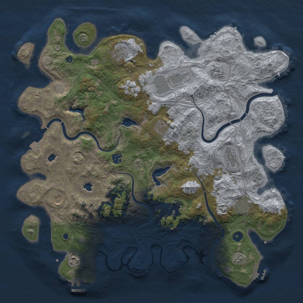 Rust Map: Procedural Map, Size: 4500, Seed: 61752071, 17 Monuments