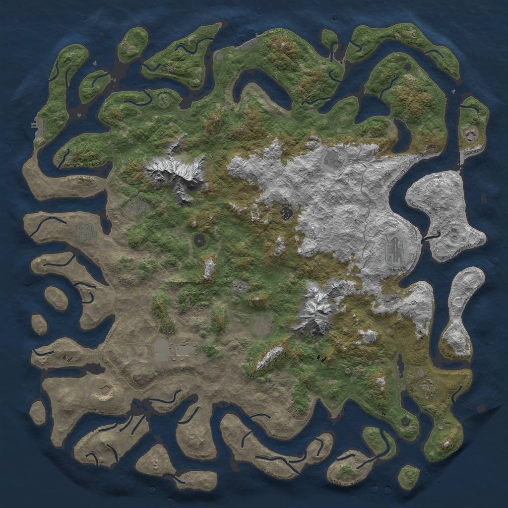 Rust Map: Procedural Map, Size: 6000, Seed: 2088666900, 19 Monuments