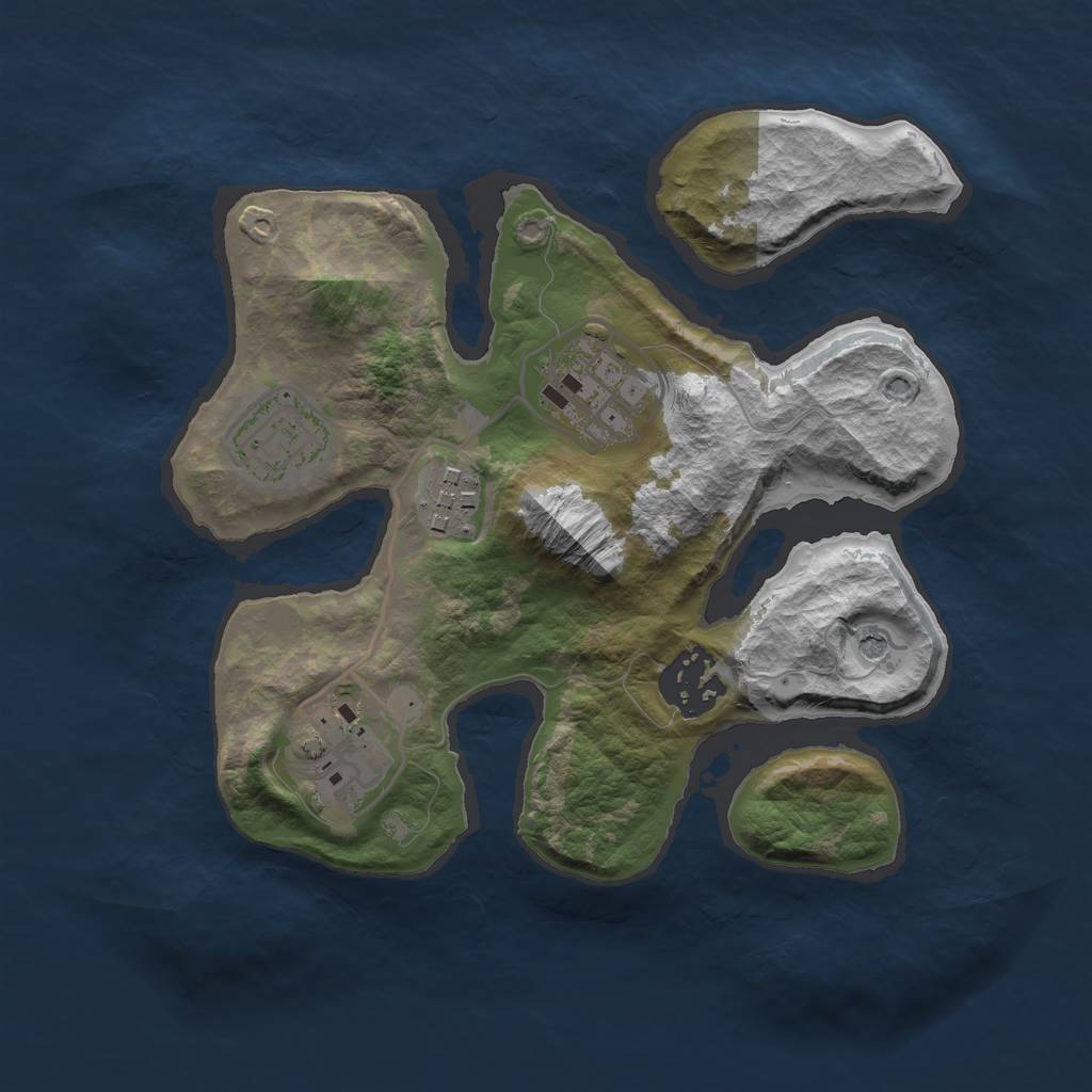 Rust Map: Barren, Size: 2500, Seed: 400346, 8 Monuments