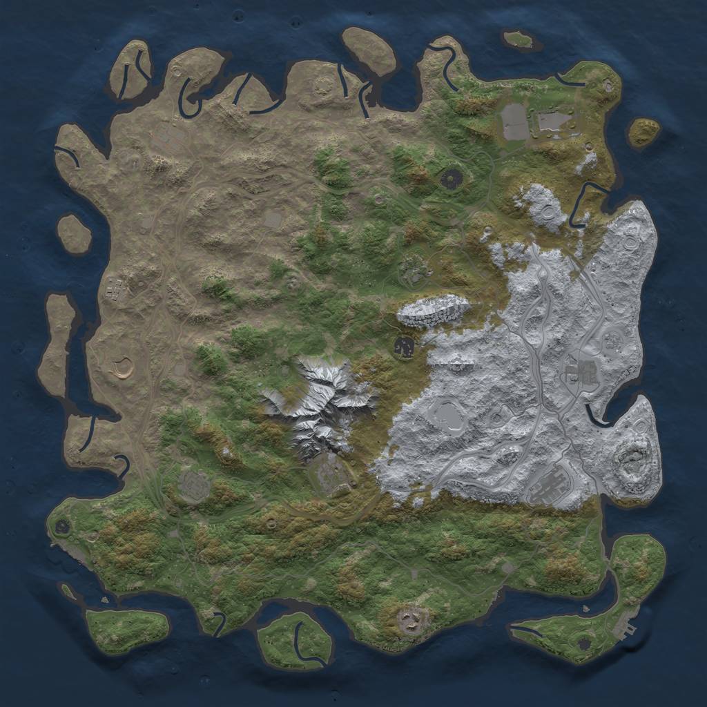 Rust Map: Procedural Map, Size: 5000, Seed: 2222, 19 Monuments