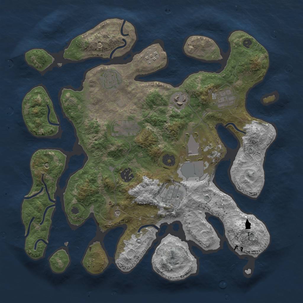 Rust Map: Procedural Map, Size: 3500, Seed: 335564643, 14 Monuments
