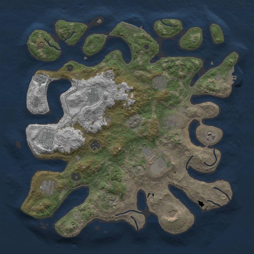 Rust Map: Procedural Map, Size: 4000, Seed: 269000932, 19 Monuments