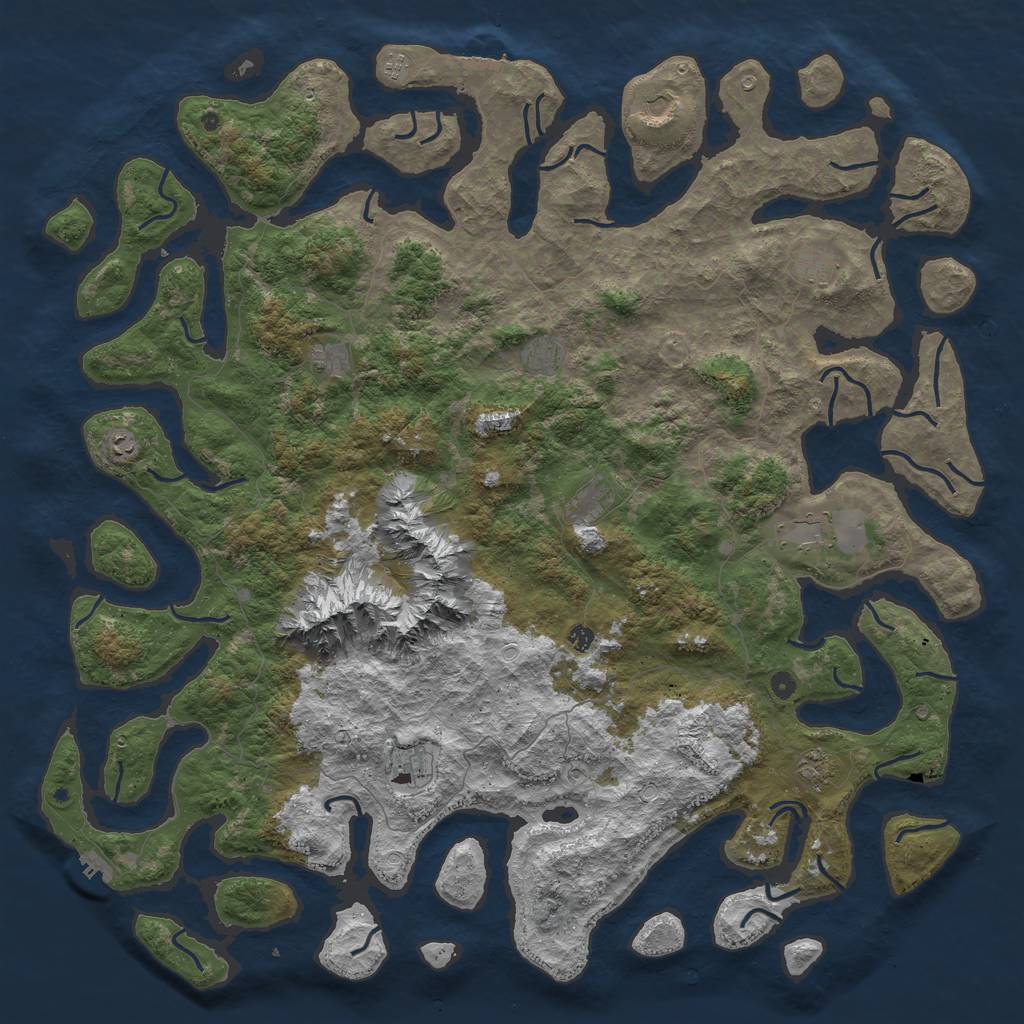 Rust Map: Procedural Map, Size: 6000, Seed: 1199042289, 19 Monuments