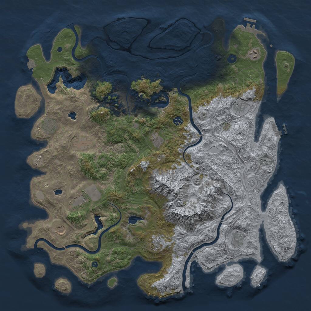 Rust Map: Procedural Map, Size: 5000, Seed: 93851, 17 Monuments