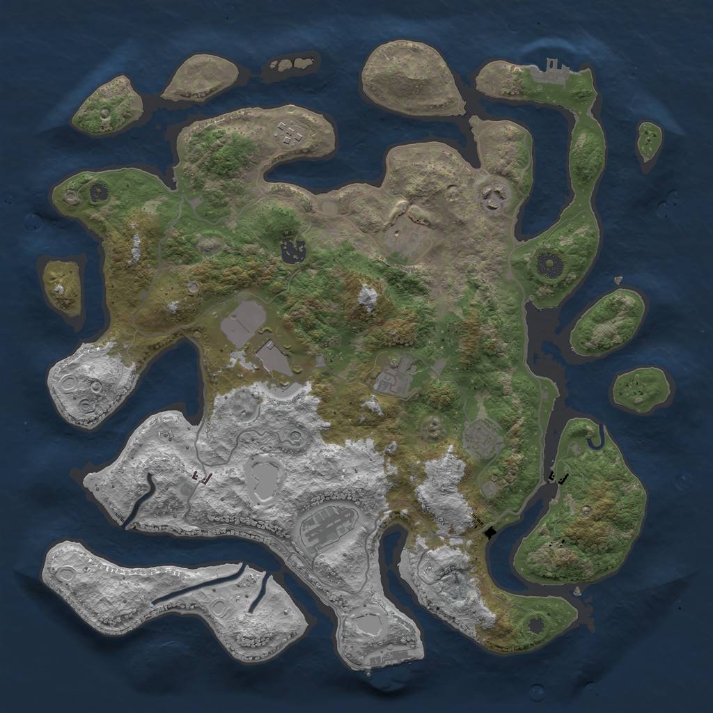 Rust Map: Procedural Map, Size: 4000, Seed: 66214850, 16 Monuments