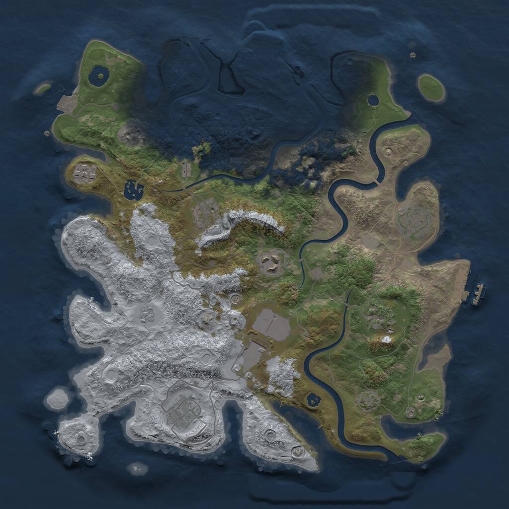 Rust Map: Procedural Map, Size: 3700, Seed: 212673599, 14 Monuments