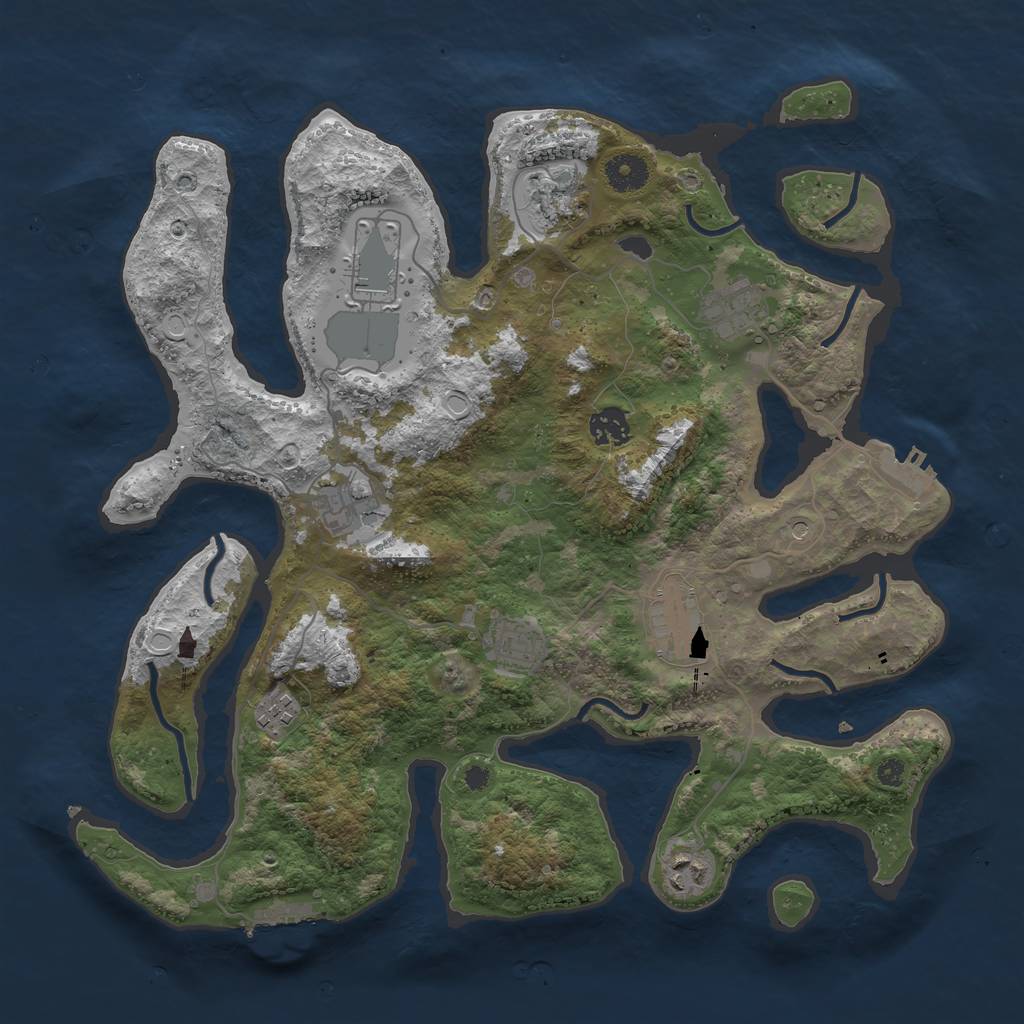 Rust Map: Procedural Map, Size: 3800, Seed: 1203, 17 Monuments