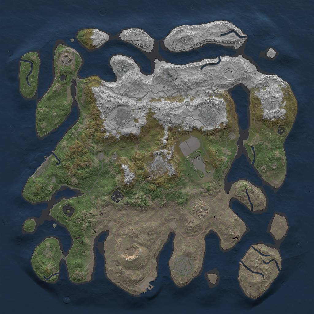Rust Map: Procedural Map, Size: 4000, Seed: 717122574, 18 Monuments