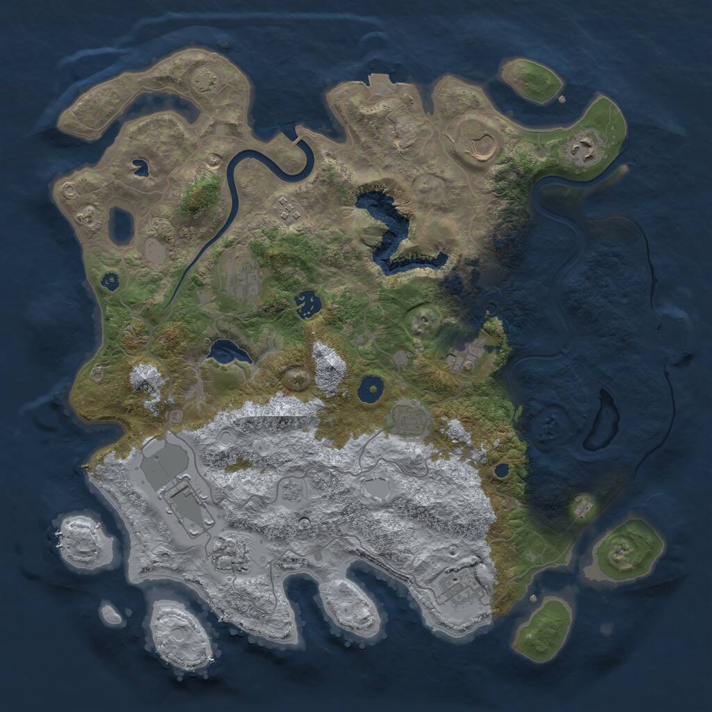 Rust Map: Procedural Map, Size: 4000, Seed: 258613, 15 Monuments