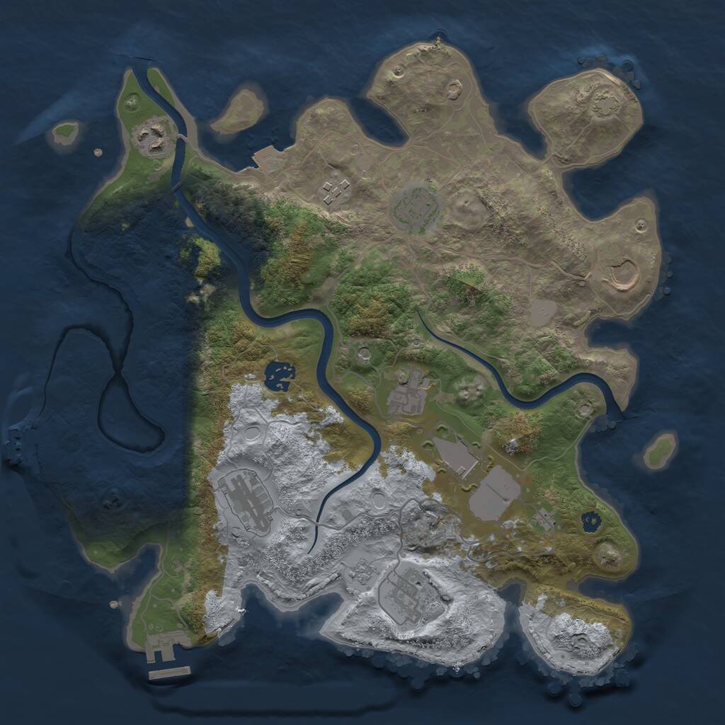 Rust Map: Procedural Map, Size: 3500, Seed: 771588649, 15 Monuments