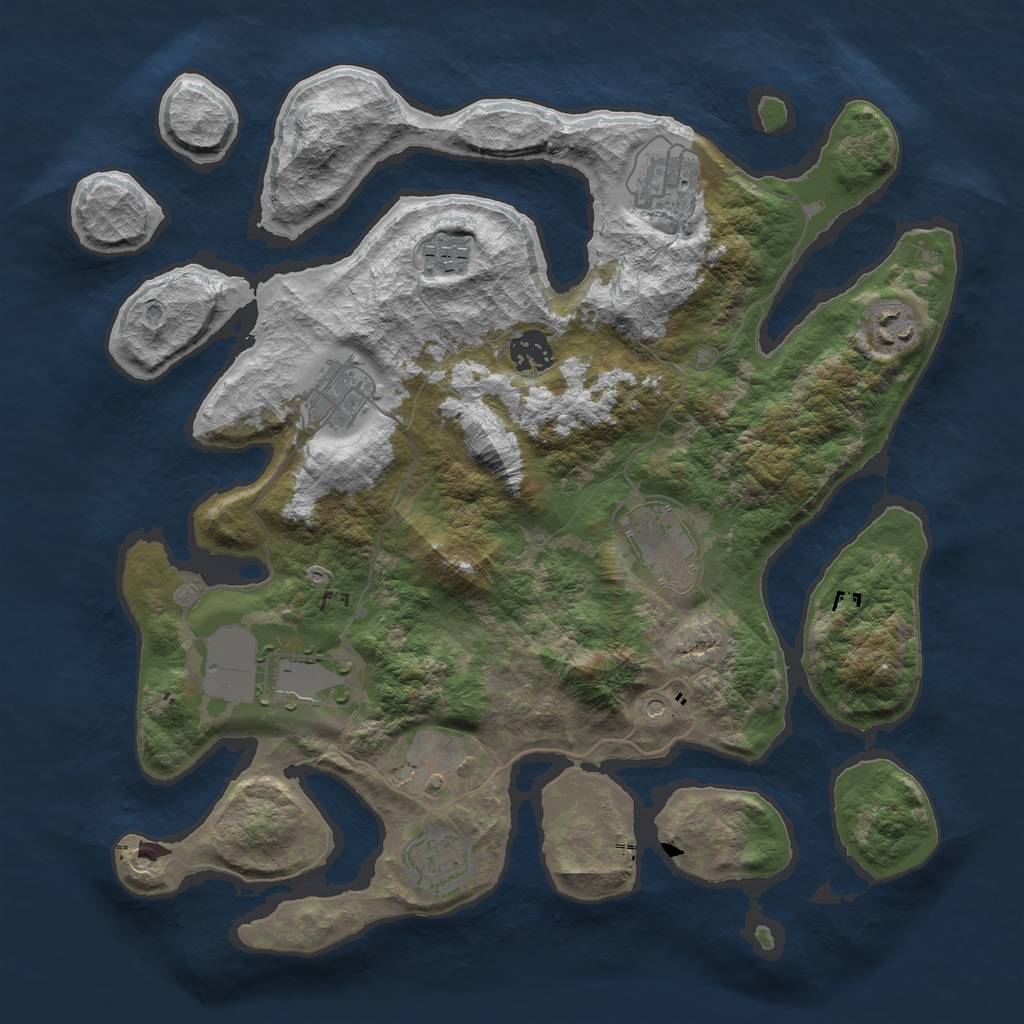 Rust Map: Barren, Size: 3600, Seed: 194446, 12 Monuments