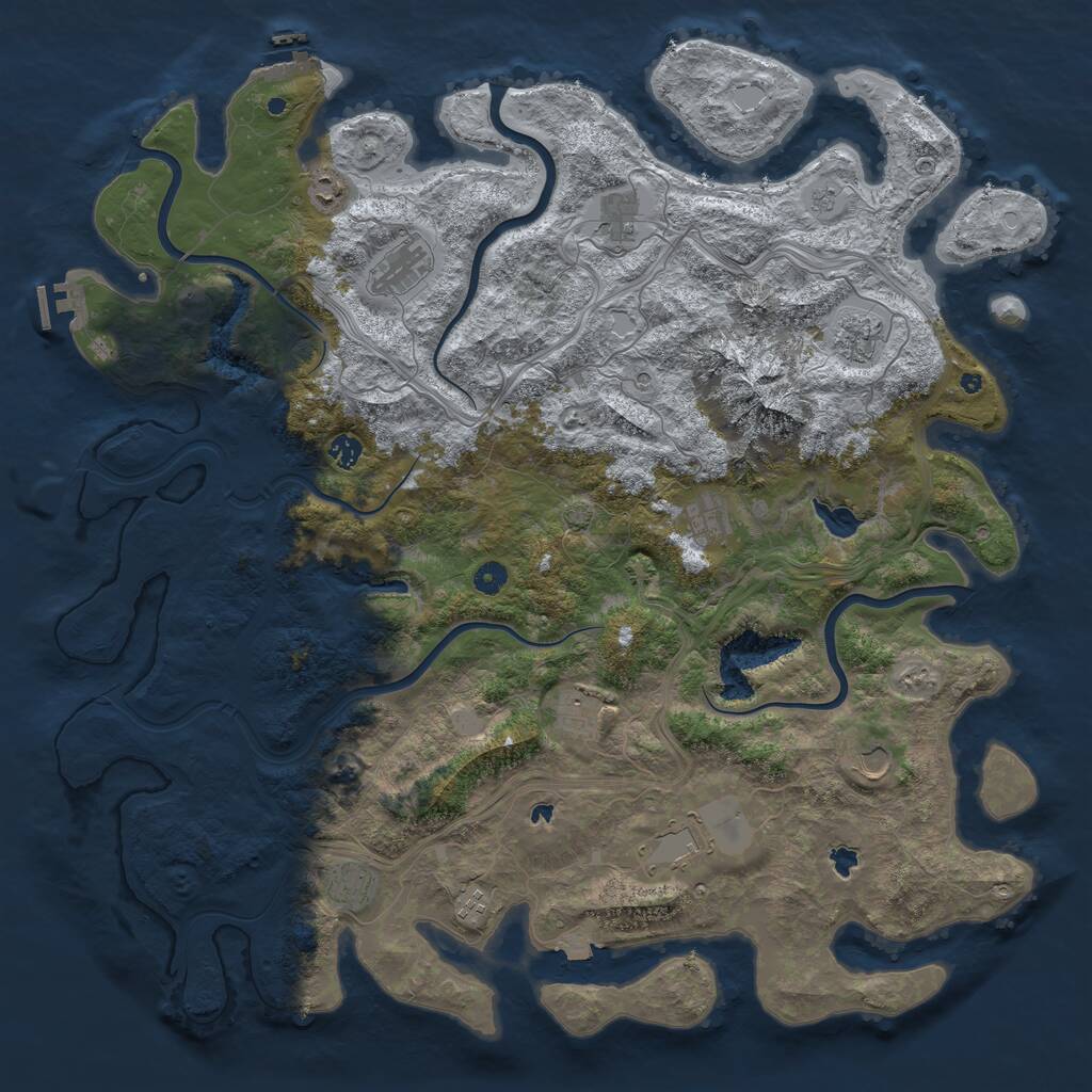 Rust Map: Procedural Map, Size: 5000, Seed: 294669735, 17 Monuments