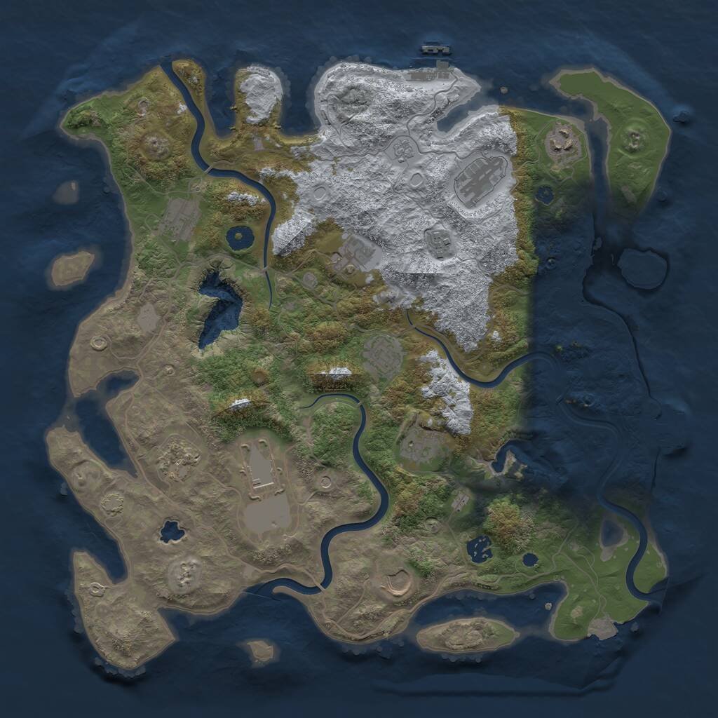 Rust Map: Procedural Map, Size: 4096, Seed: 32670257, 17 Monuments