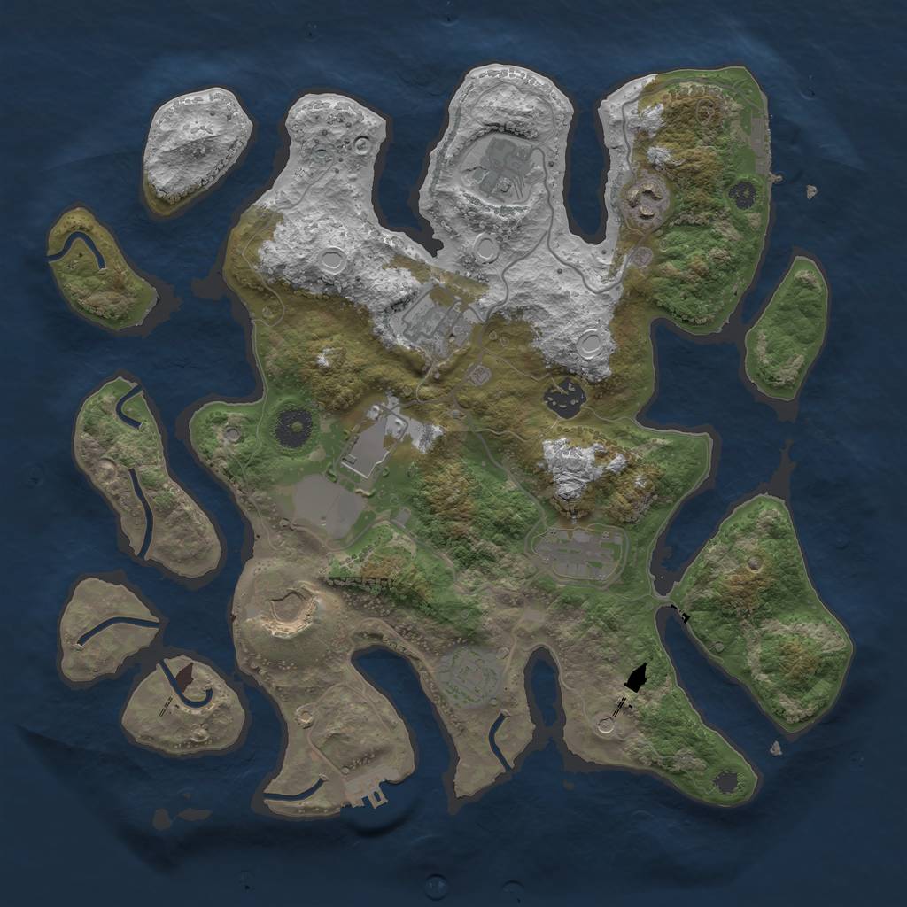 Rust Map: Procedural Map, Size: 3500, Seed: 5496, 16 Monuments
