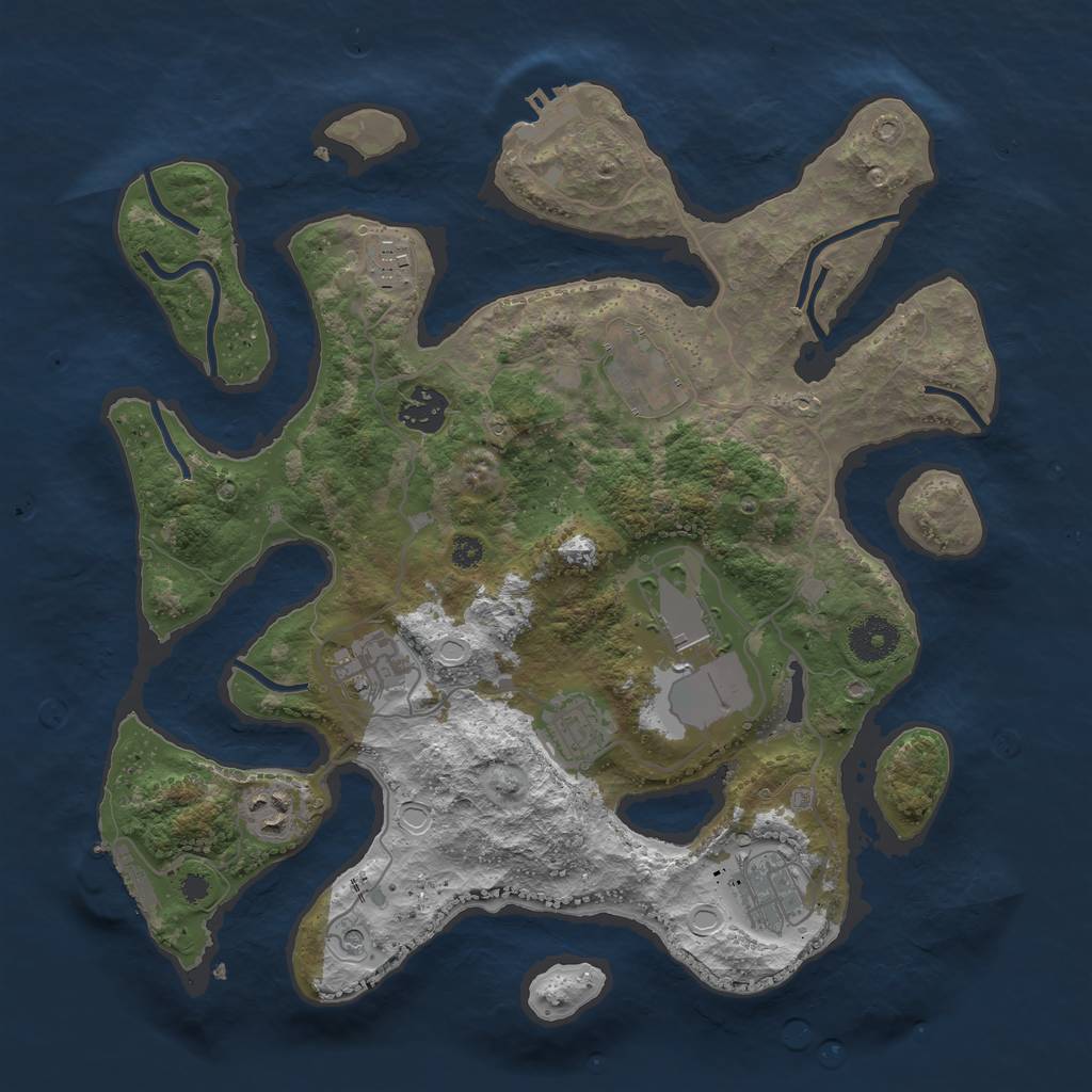 Rust Map: Procedural Map, Size: 3500, Seed: 1578039089, 16 Monuments