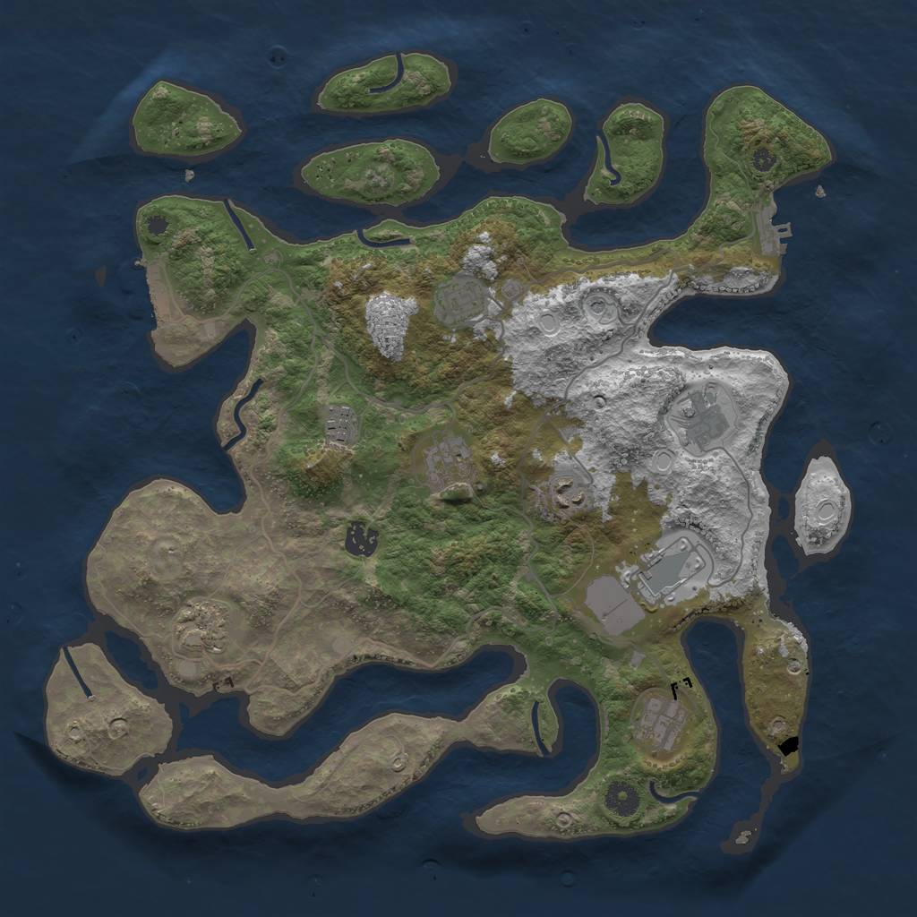 Rust Map: Procedural Map, Size: 4000, Seed: 123065, 17 Monuments