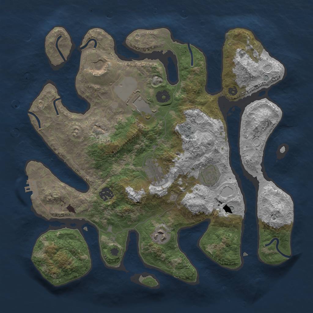Rust Map: Procedural Map, Size: 3500, Seed: 1243521, 14 Monuments
