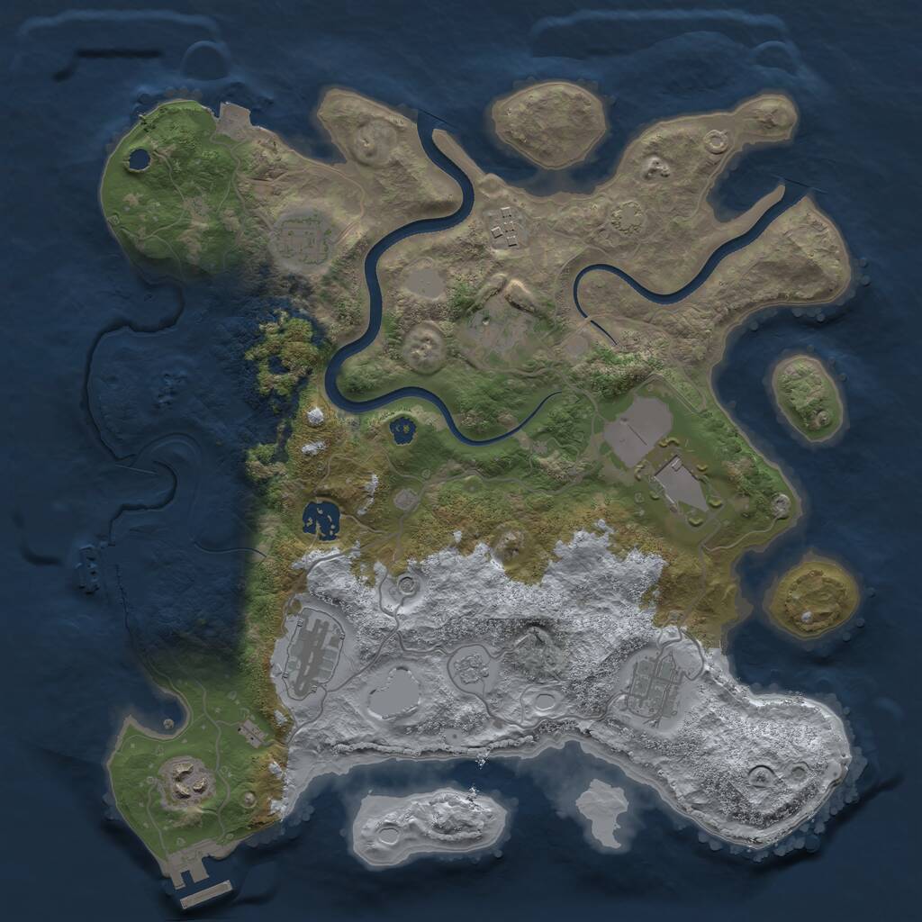 Rust Map: Procedural Map, Size: 3500, Seed: 4728532, 14 Monuments