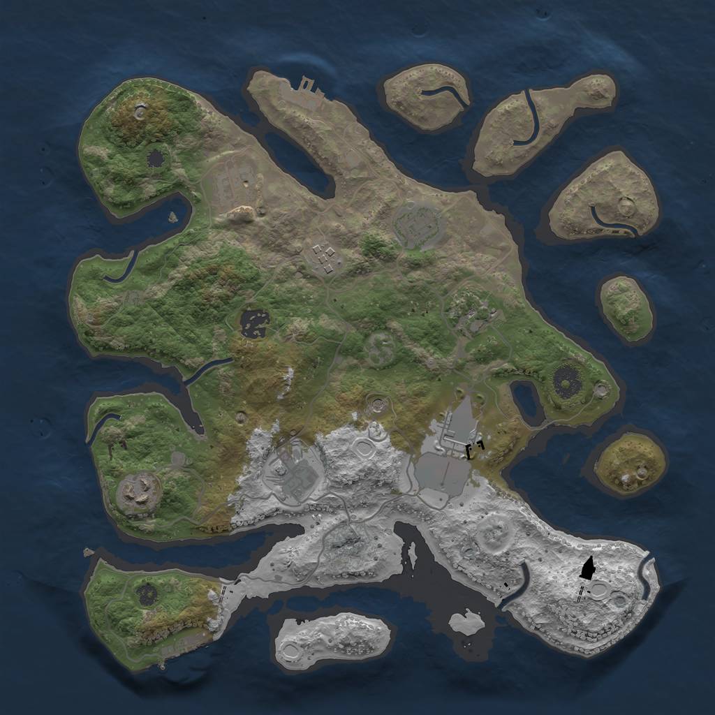 Rust Map: Procedural Map, Size: 3500, Seed: 4728532, 16 Monuments