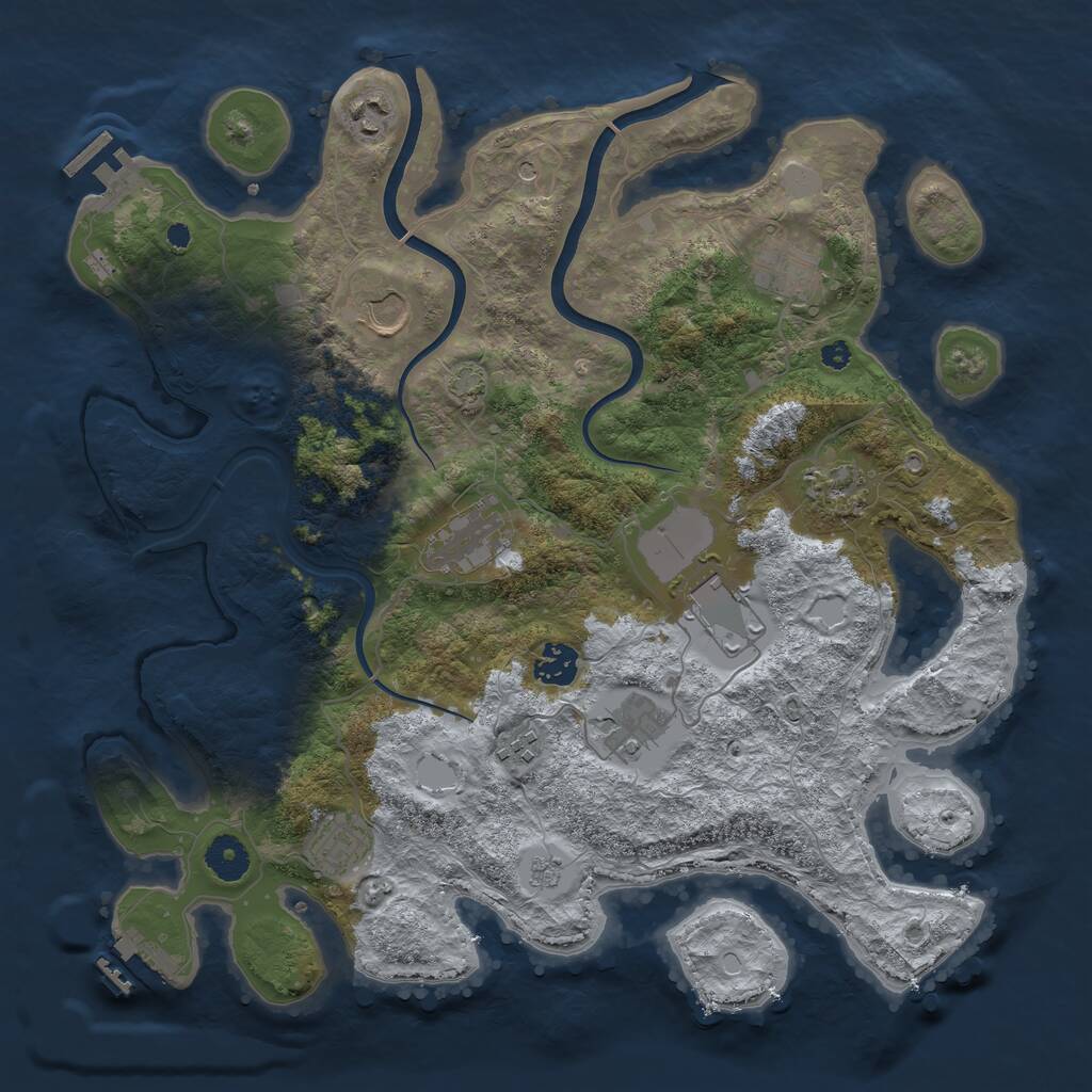 Rust Map: Procedural Map, Size: 3750, Seed: 361896213, 16 Monuments