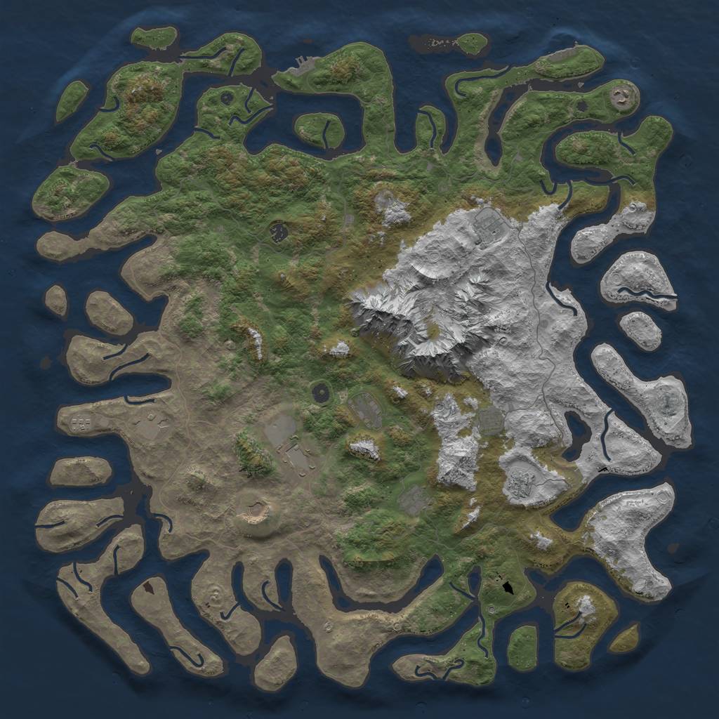Rust Map: Procedural Map, Size: 6000, Seed: 691777769, 19 Monuments