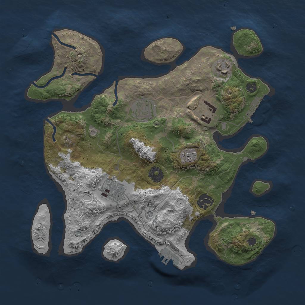 Rust Map: Procedural Map, Size: 3000, Seed: 2425677, 14 Monuments