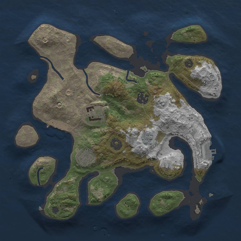 Rust Map: Procedural Map, Size: 3000, Seed: 341, 11 Monuments
