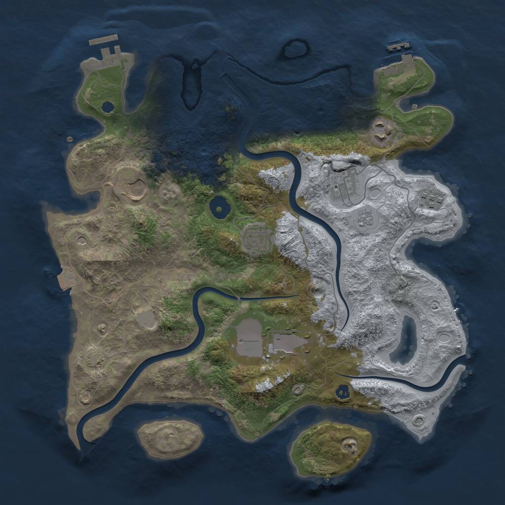 Rust Map: Procedural Map, Size: 3500, Seed: 1256, 12 Monuments