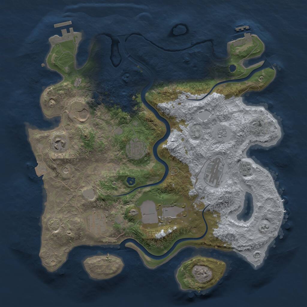 Rust Map: Procedural Map, Size: 3500, Seed: 1256, 13 Monuments