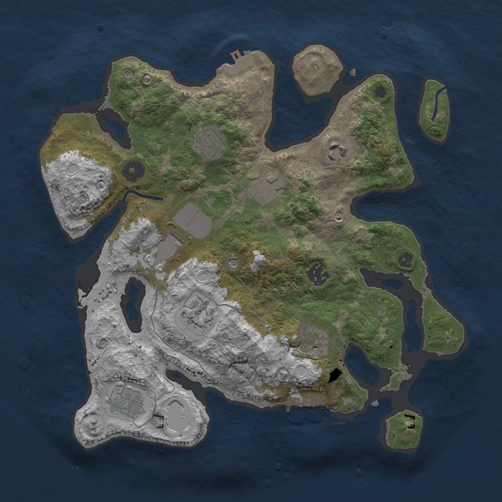 Rust Map: Procedural Map, Size: 3500, Seed: 2004511234, 16 Monuments