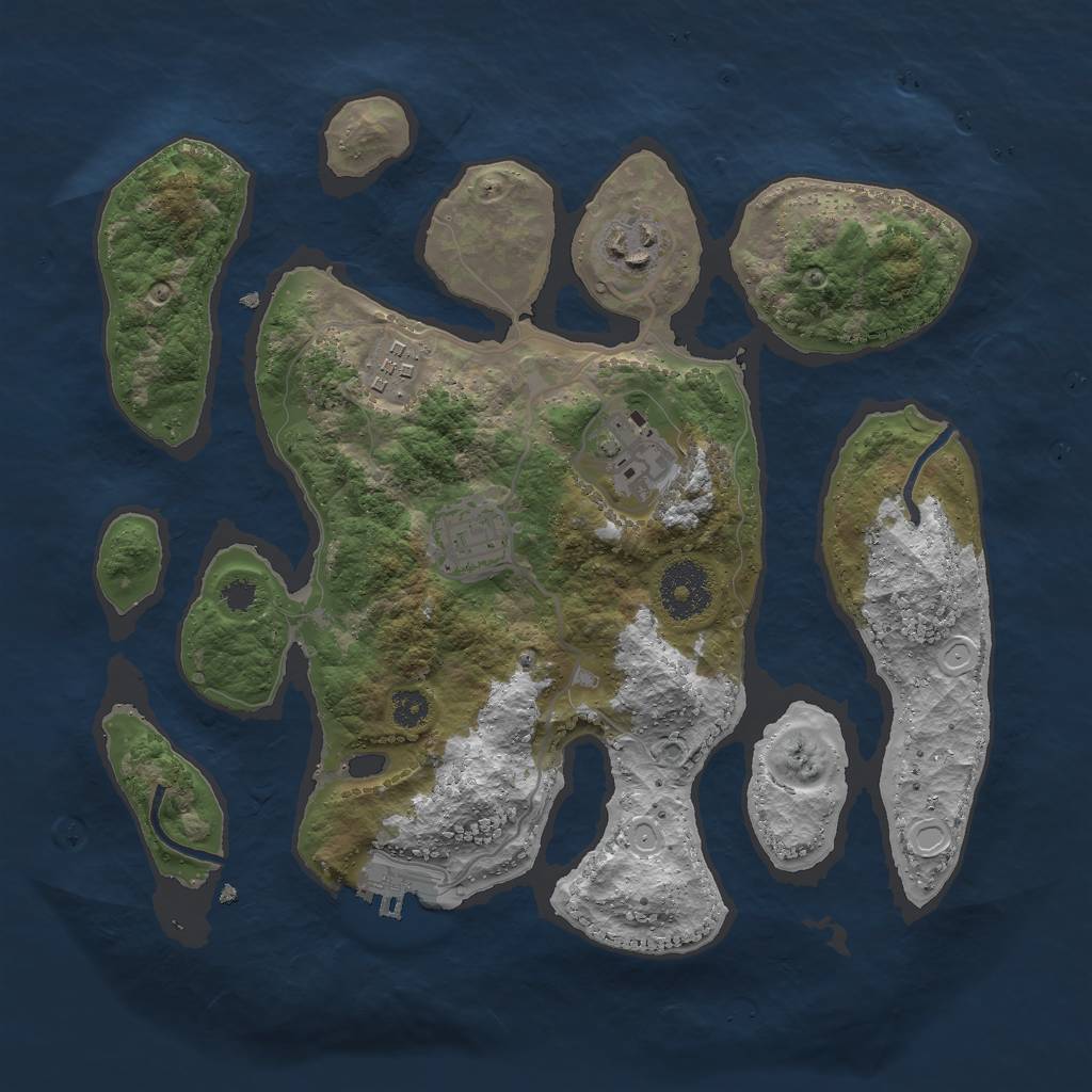 Rust Map: Procedural Map, Size: 3000, Seed: 2069967132, 10 Monuments