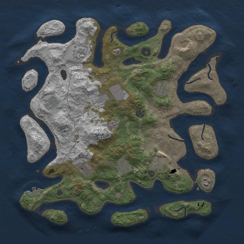 Rust Map: Procedural Map, Size: 4000, Seed: 40285778, 17 Monuments