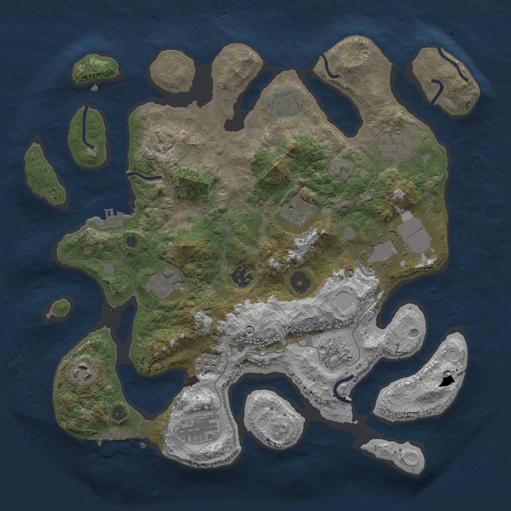 Rust Map: Procedural Map, Size: 3750, Seed: 587346248, 18 Monuments