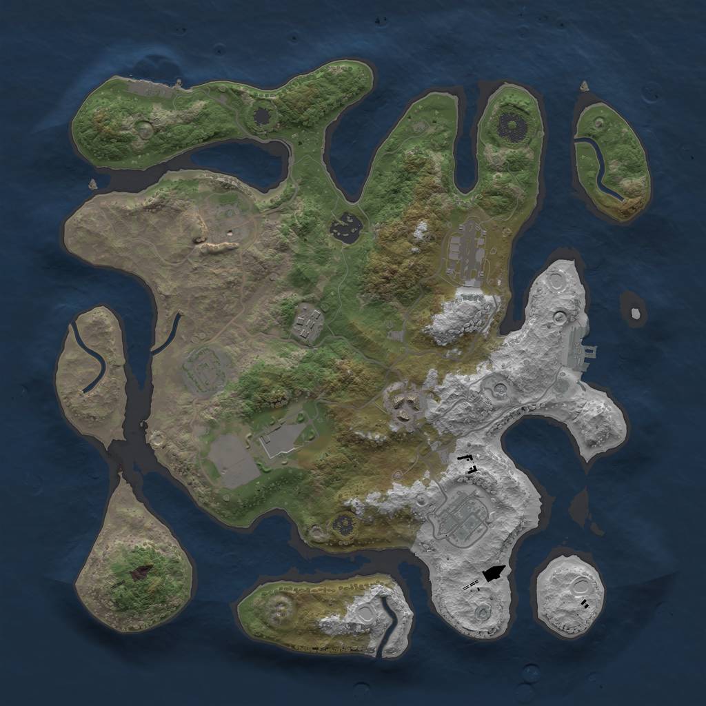 Rust Map: Procedural Map, Size: 3500, Seed: 761008, 16 Monuments