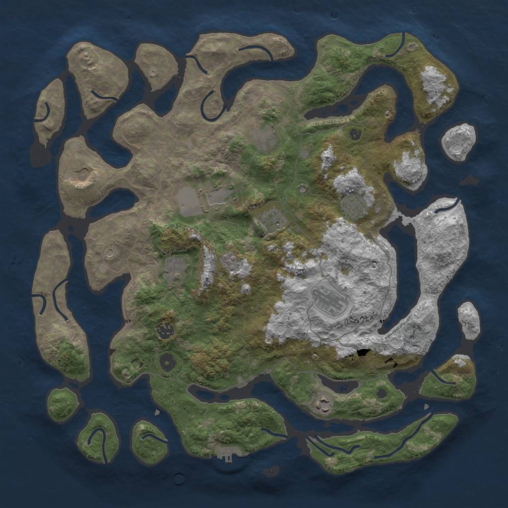 Rust Map: Procedural Map, Size: 4500, Seed: 40904, 17 Monuments