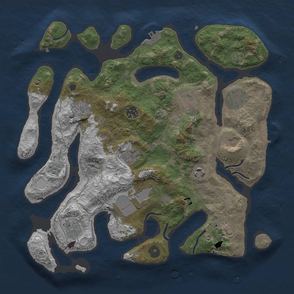 Rust Map: Procedural Map, Size: 3700, Seed: 106316030, 19 Monuments