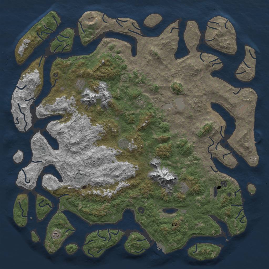 Rust Map: Procedural Map, Size: 6000, Seed: 4343, 19 Monuments