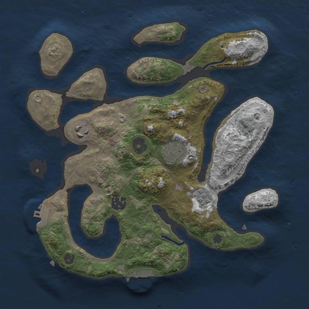 Rust Map: Procedural Map, Size: 3000, Seed: 17774, 11 Monuments