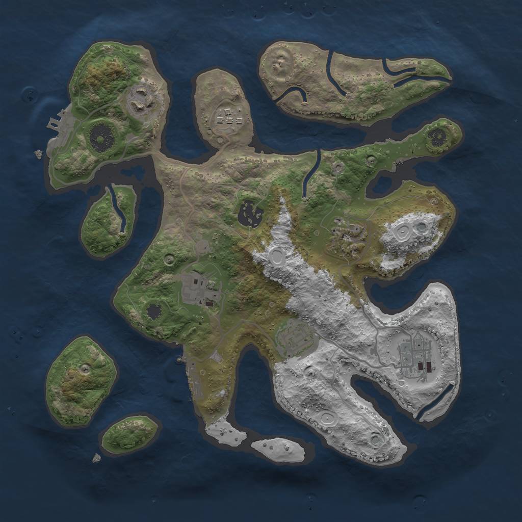 Rust Map: Procedural Map, Size: 3000, Seed: 1504099330, 14 Monuments