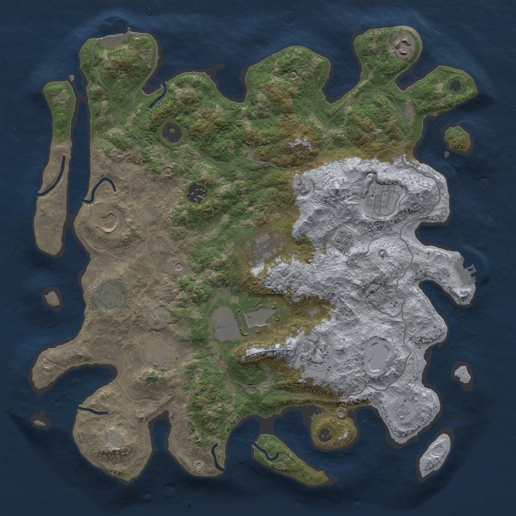 Rust Map: Procedural Map, Size: 4000, Seed: 1029897, 17 Monuments