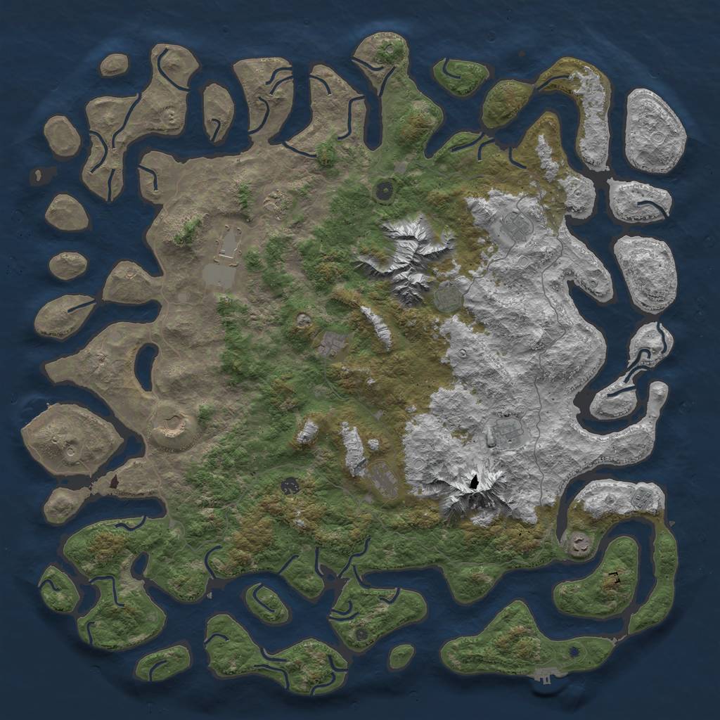 Rust Map: Procedural Map, Size: 6000, Seed: 1949784045, 19 Monuments
