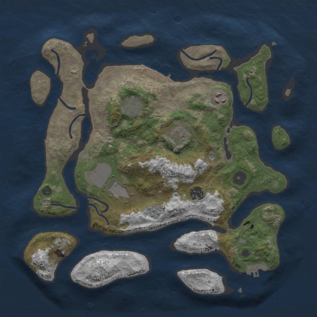 Rust Map: Procedural Map, Size: 3500, Seed: 45744, 14 Monuments