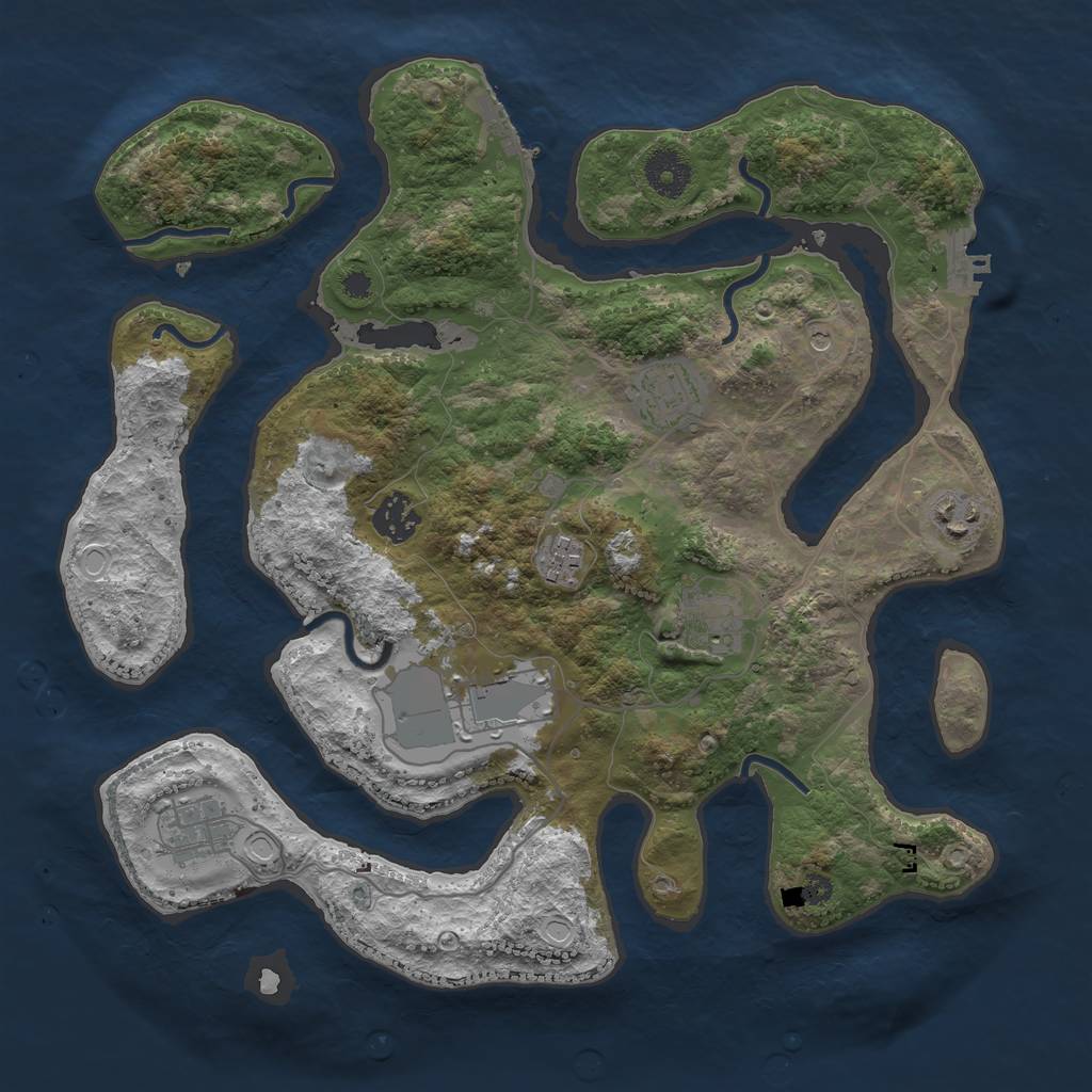 Rust Map: Procedural Map, Size: 3500, Seed: 1336971744, 15 Monuments