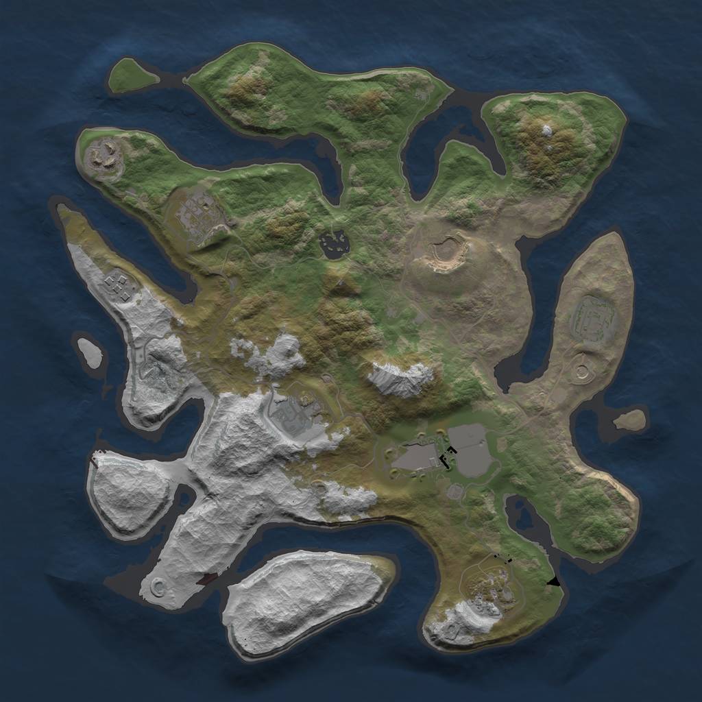 Rust Map: Barren, Size: 3500, Seed: 1124512, 12 Monuments