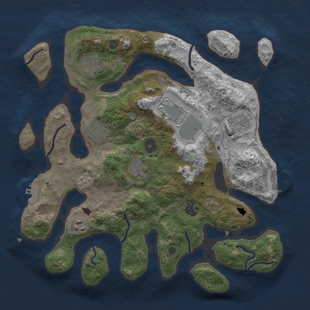 Rust Map: Procedural Map, Size: 3500, Seed: 91232221, 16 Monuments