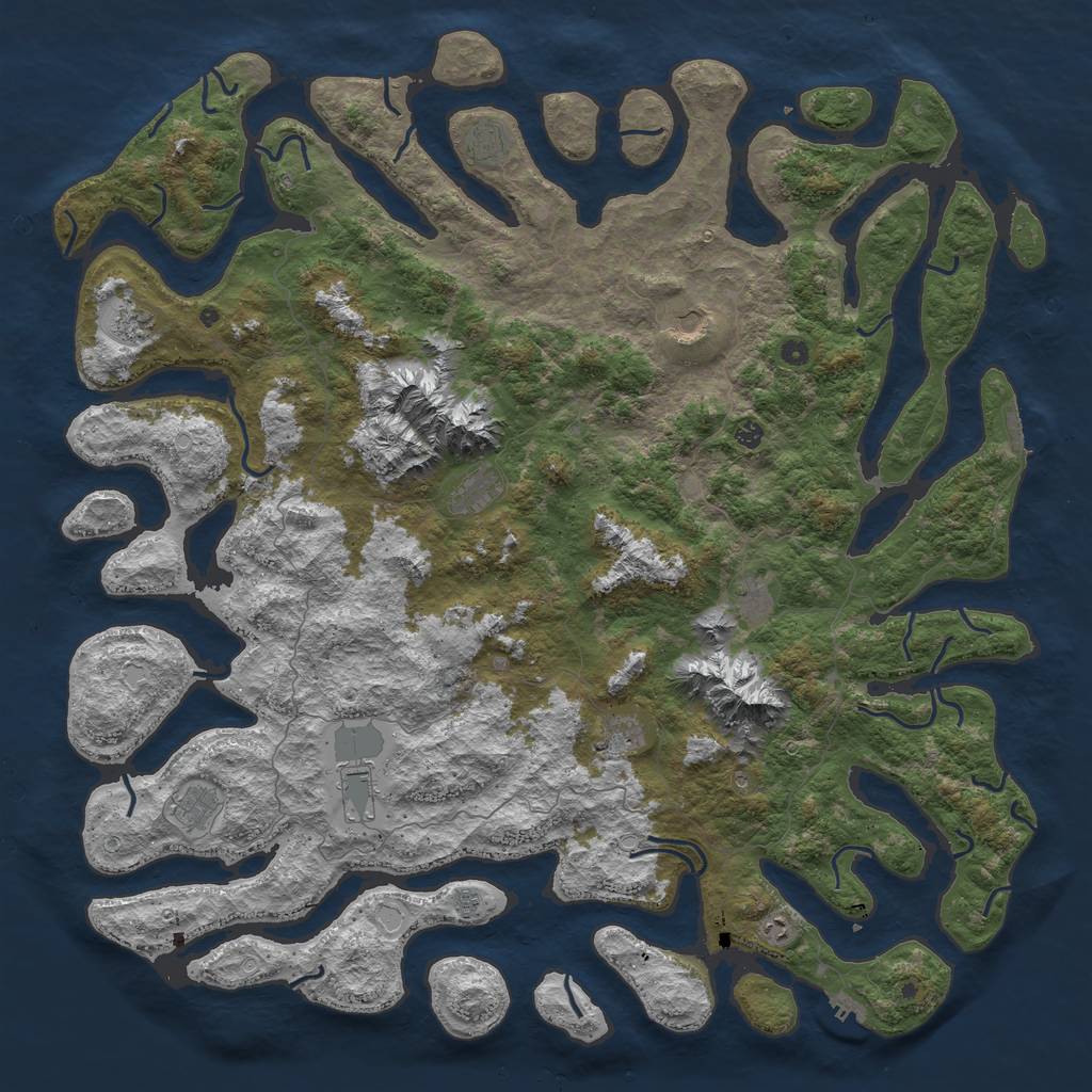 Rust Map: Procedural Map, Size: 6000, Seed: 635467, 19 Monuments
