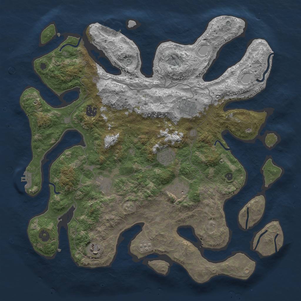 Rust Map: Procedural Map, Size: 4000, Seed: 105882656, 15 Monuments
