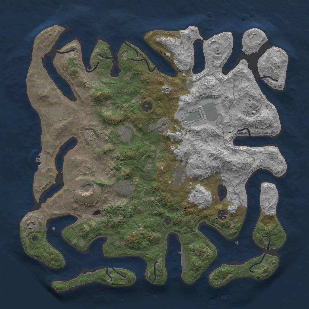 Rust Map: Procedural Map, Size: 4500, Seed: 1010745257, 18 Monuments